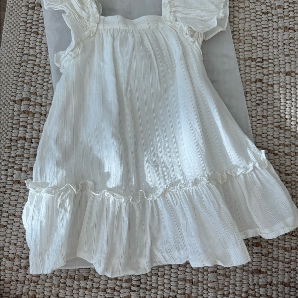 100% cotton Mango Kids White Ruffled Dress
